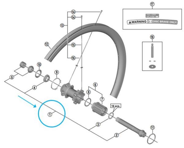 Shimano Achse komplett WH-R9170 Hinten 